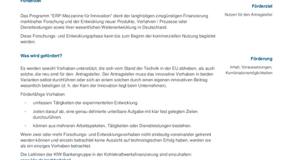 ERP-Mezzanine für Innovation - Programm
