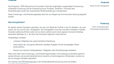 ERP-Mezzanine für Innovation - Programm