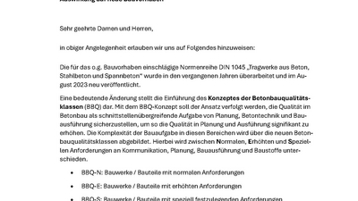 Musterschreiben BBQ für neue Verträge