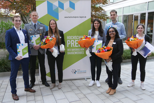Die Preisträger und Preisträgerinnen des Hochschulpreises 2022 v.l.n.r.: Daniel Dlubal, Simon Gradic, Helena Angerer, Elisabeth Schmid, Ganga Surendran Sanila, Sebastian Apostu, Maria Wagner.