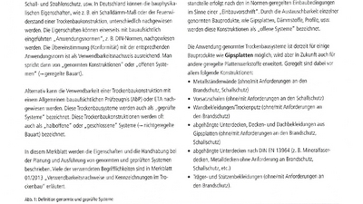 Merkblatt: „Genormte Konstruktionen“ und „geprüfte Systeme“ im Trockenbau