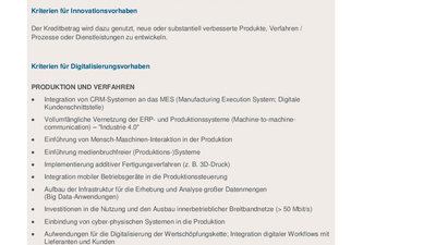 KfW-Merkblatt Anlage förderfähige Maßnahmen