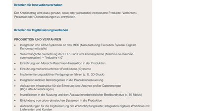 KfW-Merkblatt Anlage förderfähige Maßnahmen