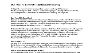 MVV TB und FEF-Dämmstoffe technische Isolierung