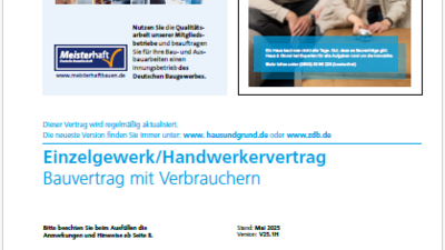 Mustervertrag Bauvertrag mit Verbrauchern - Einzelgewerk Handwerkervertrag