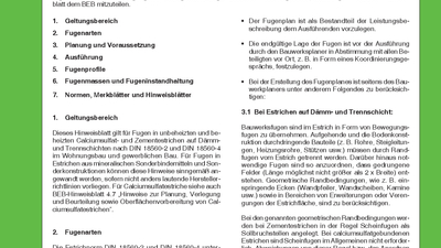 Arbeits- und Hinweisblatt BEB ZDB: Hinweise für Fugen in Estrichen, Teil 2